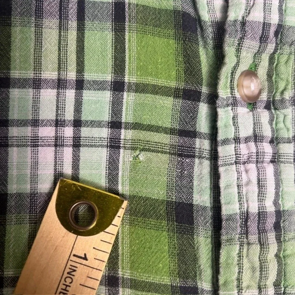 The North Face Men's Green Plaid Short Sleeve Button Up Shirt Size Large‎